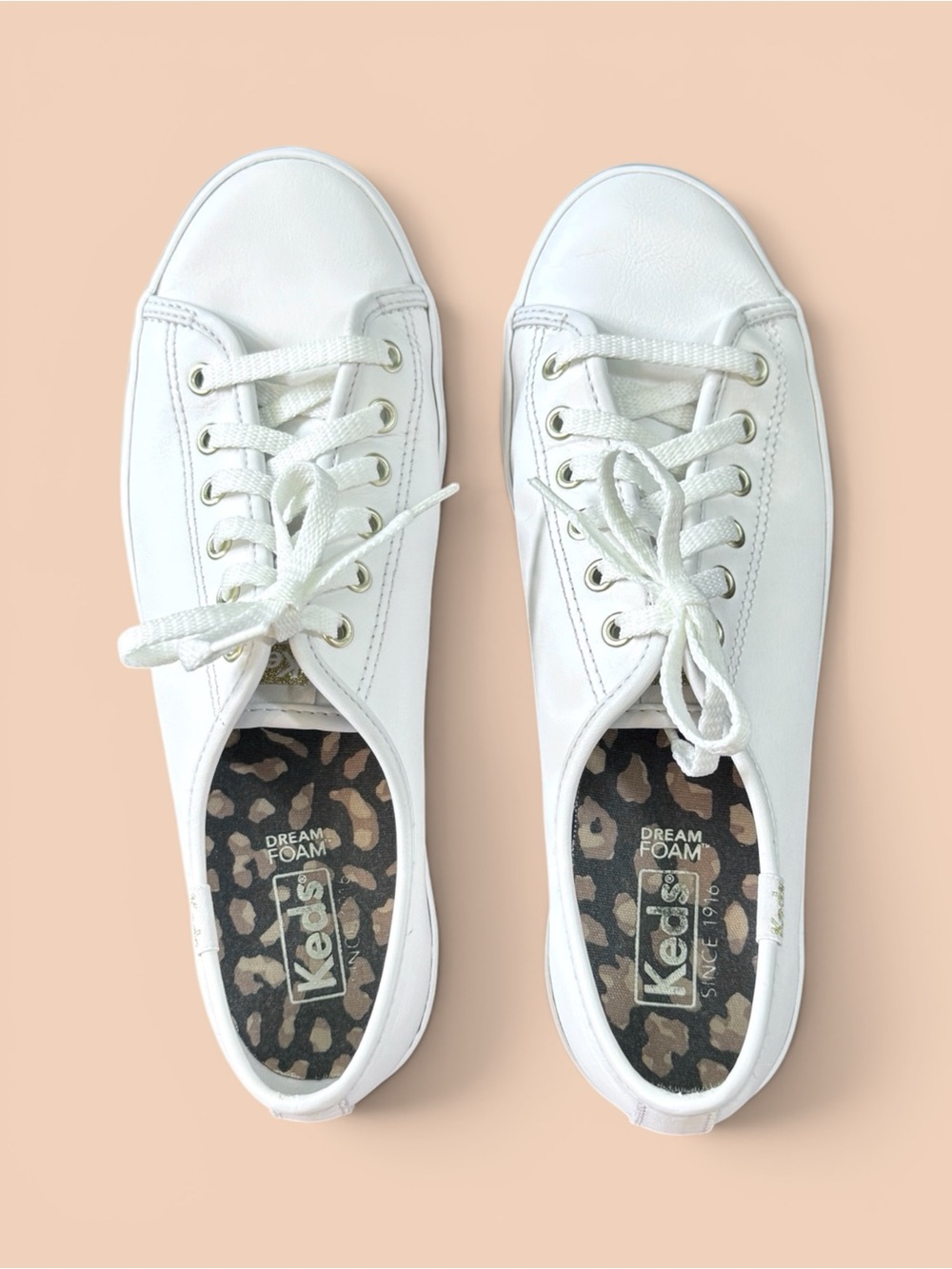 Keds White Leather Dream Foam Lace-Up Tennis Sneakers Size 8